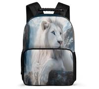 TPISLI Lion Print Daypack for Boys School Years 2-5 Animal Pattern Rucksack for Children Primary Classes, Side Pockets Soft Felt Details Travel Daily Use