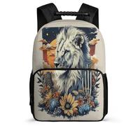 TPISLI Lion Print School Backpack for Kids and Teens Age 7-12 Animal Pattern Backpack for Students Primary Classes, Side Pockets Adjustable Straps Travel Daily Use