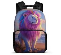 TPISLI Lion Print School Backpack for Students Age 5-10 Animal Design Bookbag for Boys Girls Primary School, 1680D Fabric Soft Felt Details Daily Essentials
