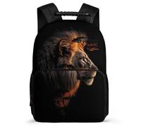 TPISLI Lion Print School Backpack Primary Age 6-11 for Children, Animal Pattern Daypack for Girls Boys, Lightweight Bag, 1680D Fabric, Primary Classes, Daily Essentials