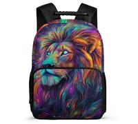 TPISLI Lion School Backpack for Boys Year 3-6 Animal Bookbag for Kids and Teens Primary School, Soft Felt Details Adjustable Straps Short Trips