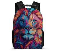 TPISLI Lion School Backpack for Students Year 3-6 Animal Daypack for Children Junior School, Soft Felt Details Side Pockets Daily Essentials
