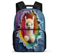 TPISLI Llama Motif Rucksack for Girls for 5 to 10 Years, Animal Alpaca Bookbag Kids, Durable Backpack, 1680D Fabric, Primary Classes, Daily Essentials