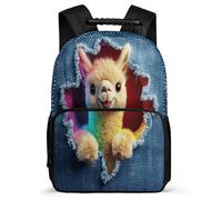 TPISLI Llama Motif School Backpack 8-12 Years for Children, Animal Design Daypack for Children, Lightweight Bag, 1680D Fabric, Primary Classes, Daily Essentials