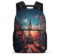 TPISLI London Big Ben School Backpack for Boys Primary Age 6-11 London Cityscape Bookbag for Boys Girls Junior School, Lightweight Padded Back Travel Daily Use