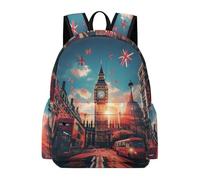TPISLI London Big Ben School Bag for Boys Girls 10-16 Years Backpack London Cityscape Rucksack for Year 7-10 Study, Modern 15.6 Inch Laptop Bag for Daily Study and Weekend Use