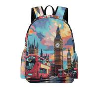 TPISLI London Cityscape Backpack School Bag London Big Ben Boys Girls 10-16 Daypack for Secondary Students, Practical Outdoor Rucksack for Autumn Trip and Study Days and Class Travel Use