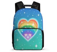 TPISLI Love Pattern Daypack for Girls School Years 2-5 Colourful Heart Daypack for Kids Primary School, Soft Felt Details Adjustable Straps Outdoor Day Trips