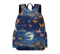 TPISLI Moon Butterflies Bookbag Girls Age 11 Butterfly School Backpack Teens School Years 4-8 Durable Lightweight 15.6 Inch Laptop Rucksack Primary to Secondary Travel Gift