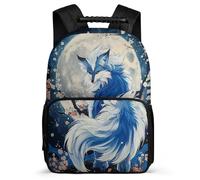 TPISLI Moon Fox Printed Daypack for Kids and Teens Primary Age 6-11 Animal Fox Rucksack for Students Junior School, 1680D Fabric Soft Felt Details Outdoor Day Trips