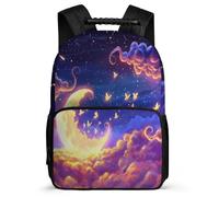 TPISLI Moon School Bag for Boys 8-12 Years Starry Sky Clouds Bookbag for Students Primary Classes, Adjustable Straps 1680D Fabric Back to School Gift