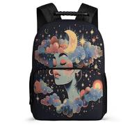 TPISLI Moon Stars Daypack for Kids and Teens Year 3-6 Colourful Clouds Daypack Primary Age 6-11 Kids and Teens, 1680D Fabric Side Pockets Travel Daily Use