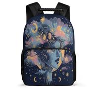 TPISLI Moon Stars School Bag for Boys Primary School Colourful Clouds Daypack Primary Age 6-11 Boys Girls, 1680D Fabric Adjustable Straps Outdoor Day Trips