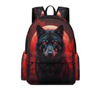 TPISLI Moon Wolf School Backpack Boys Girls 8-14 Rucksack Wolves Design Book Bag for School Travel, Trendy Daypack for Study Days and Travel and Weekend Day Trips