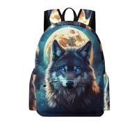 TPISLI Moon Wolf School Bag Teens Age 13 Wolves Design Rucksack Girls 7-11 Year Olds Durable Cool 11.6 Inch Laptop Daypack Secondary School Hiking Travel Daily Carry