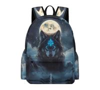 TPISLI Moon Wolves Bookbag Girls 10 Year Olds Wolf School Backpack Boys Ages 9-13 Cool 14 Inch Laptop Rucksack Primary to Secondary Travel Gift Daily Carry