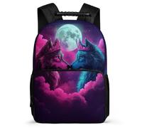 TPISLI Moon Wolves School Backpack for Kids and Teens 7-11 Year Olds Wolf Daypack for Students Year 2-5, Durable Adjustable Straps Outdoor Day Trips