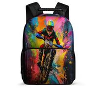 TPISLI Motorbike Graffiti School Backpack 8-12 Years for Children, Colorful Moto Daypack for Children, Lightweight Bag, 1680D Fabric, Primary Classes, Daily Essentials