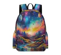 TPISLI Multicolored Cosmos Backpack Boys Girls Age 8-14 School Bag Planet Rucksack for Daily Classes, Lightweight 15.6 Inch Laptop Backpack for Travel and Daily Use