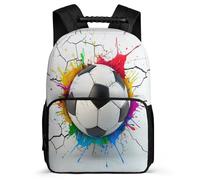 TPISLI Multicolour Football School Backpack Year 3-6 for Children School Years 2-5 Soccer Bookbag Girls Boys, Soft Felt Details Adjustable Straps Outdoor Day Trips