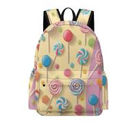 TPISLI Multicoloured Candy School Backpack Children Year 5 Book Bag Kids Year 5-7 Lightweight Durable Back to School Gift Daypack Primary to Secondary Travel Gift