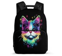 TPISLI Multicoloured Cat Daypack for Kids and Teens School Years 1-4 Kitten Backpack Primary Age 6-11 Girls Boys, Lightweight 1680D Fabric Back to School Gift