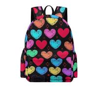 TPISLI Multicoloured Heart Daypack Teens 12-16 Year Olds Heart School Backpack Children Year 7 Modern Trendy Outdoor Travel Daypack Junior School Daily Use Outdoor Gift