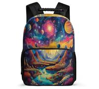 TPISLI Multicoloured Planet School Backpack for Girls Boys 6-11 Years Cosmos Daypack for Girls Primary Classes, Adjustable Straps Side Pockets School Travel