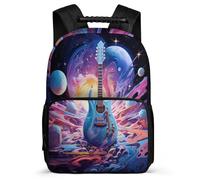 TPISLI Music Lover Backpack for Children School Years 2-5 Guitar Motif Backpack for Girls Boys Primary School, Sturdy Handle 1680D Fabric Daily Essentials