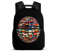 TPISLI National Flag Bookbag Primary School for Kids and Teens 7-11 Year Olds World Map Pattern Daypack Kids and Teens, Side Pockets Sturdy Handle Back to School Gift