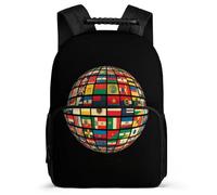 TPISLI National Flag Design School Backpack for Kids and Teens Age 5-10 World Map Backpack for Kids and Teens School Years 1-4, Durable Side Pockets Short Trips