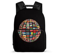 TPISLI National Flag Motif School Backpack for Kids and Teens Primary Classes World Map Print Backpack Age 7-12 Children, Padded Back Sturdy Handle Daily Essentials