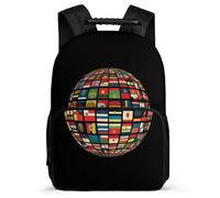 TPISLI National Flag Pattern School Backpack for Boys Girls Age 7-12 World Map Design Backpack for Kids and Teens School Years 1-4, 1680D Fabric Soft Felt Details Daily Essentials