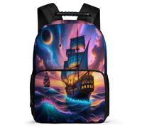TPISLI Ocean Boat Pattern School Bag for Children 7-11 Year Olds Sailboat Backpack for Boys Primary School, Adjustable Straps Padded Back Outdoor Day Trips