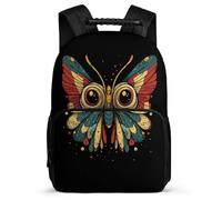 TPISLI Owl Butterfly Print School Backpack for Boys Girls School Years 1-4 Bird Motif Backpack Primary Age 6-11 Kids, 1680D Fabric Soft Felt Details Short Trips