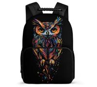 TPISLI Owl Design School Backpack for Girls Boys Primary Classes Bird Print Bookbag Age 5-10 Boys Girls, Side Pockets Adjustable Straps Travel Daily Use