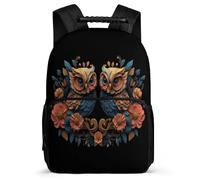 TPISLI Owl Flower Print Bookbag for Students Primary Age 6-11 Bird Motif Backpack for Kids School Years 1-4, Sturdy Handle Side Pockets Back to School Gift