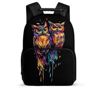 TPISLI Owl Illustration Backpack for Boys 7-11 Year Olds, Bird Design School Bag for Kids, Lightweight Rucksack, 1680D Fabric, Primary Classes, Daily Essentials