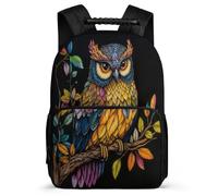 TPISLI Owl Illustration Backpack for Girls Boys for 5 to 10 Years, Bird Design School Bag Students, Lightweight Rucksack, Side Pockets, Padded Back, Travel Daily Use