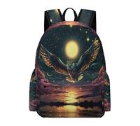 TPISLI Owl Moon Design School Backpack Boys Girls 8-14 Rucksack Bird Motif Book Bag for School Travel, Trendy Daypack for Study Days and Travel and Weekend Day Trips