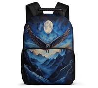 TPISLI Owl Moon Design School Backpack Primary Classes for Girls Age 7-12 Bird Motif Bookbag Kids and Teens, Side Pockets Adjustable Straps Travel Daily Use