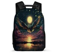 TPISLI Owl Moon Design School Backpack Primary School for Students Primary Age 6-11 Bird Motif Rucksack Kids and Teens, 1680D Fabric Soft Felt Details Travel Daily Use
