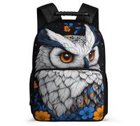 TPISLI Owl Pattern Backpack for Girls Boys for 5 to 10 Years, Bird Illustration School Bag Students, Lightweight Rucksack, Side Pockets, Padded Back, Travel Daily Use