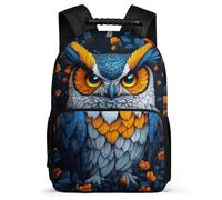 TPISLI Owl Pattern Rucksack for Girls Boys Primary Age 6-11 Bird Illustration Daypack for Kids and Teens Year 2-5, Durable Adjustable Straps Back to School Gift