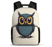 TPISLI Owl Print School Backpack for Kids Primary Classes Bird Motif School Bag Age 5-10 Boys Girls, Padded Back Soft Felt Details Travel Daily Use