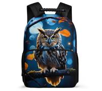 TPISLI Owl Print School Bag for Kids and Teens 7-11 Year Olds Bird Design Daypack for Boys Junior School, 1680D Fabric Sturdy Handle Outdoor Day Trips