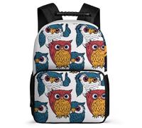 TPISLI Owls Print Rucksack for Boys Girls School Years 2-5 Bird Motif Rucksack for Kids and Teens School Years 1-4, Durable Adjustable Straps Daily Essentials