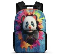 TPISLI Panda Design Rucksack School Years 1-4 for Boys Girls Year 3-6 Animal Print School Bag Children, Adjustable Straps Soft Felt Details Outdoor Day Trips