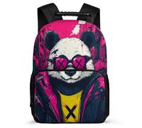 TPISLI Panda Illustration Backpack for Boys Girls Primary School Animal Design Rucksack Primary Age 6-11 Students, Sturdy Handle Adjustable Straps Back to School Gift