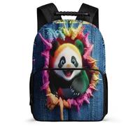 TPISLI Panda Illustration School Backpack for Kids and Teens Year 3-6 Animal Design Bookbag Primary Age 6-11 Girls, Sturdy Handle Side Pockets Travel Daily Use